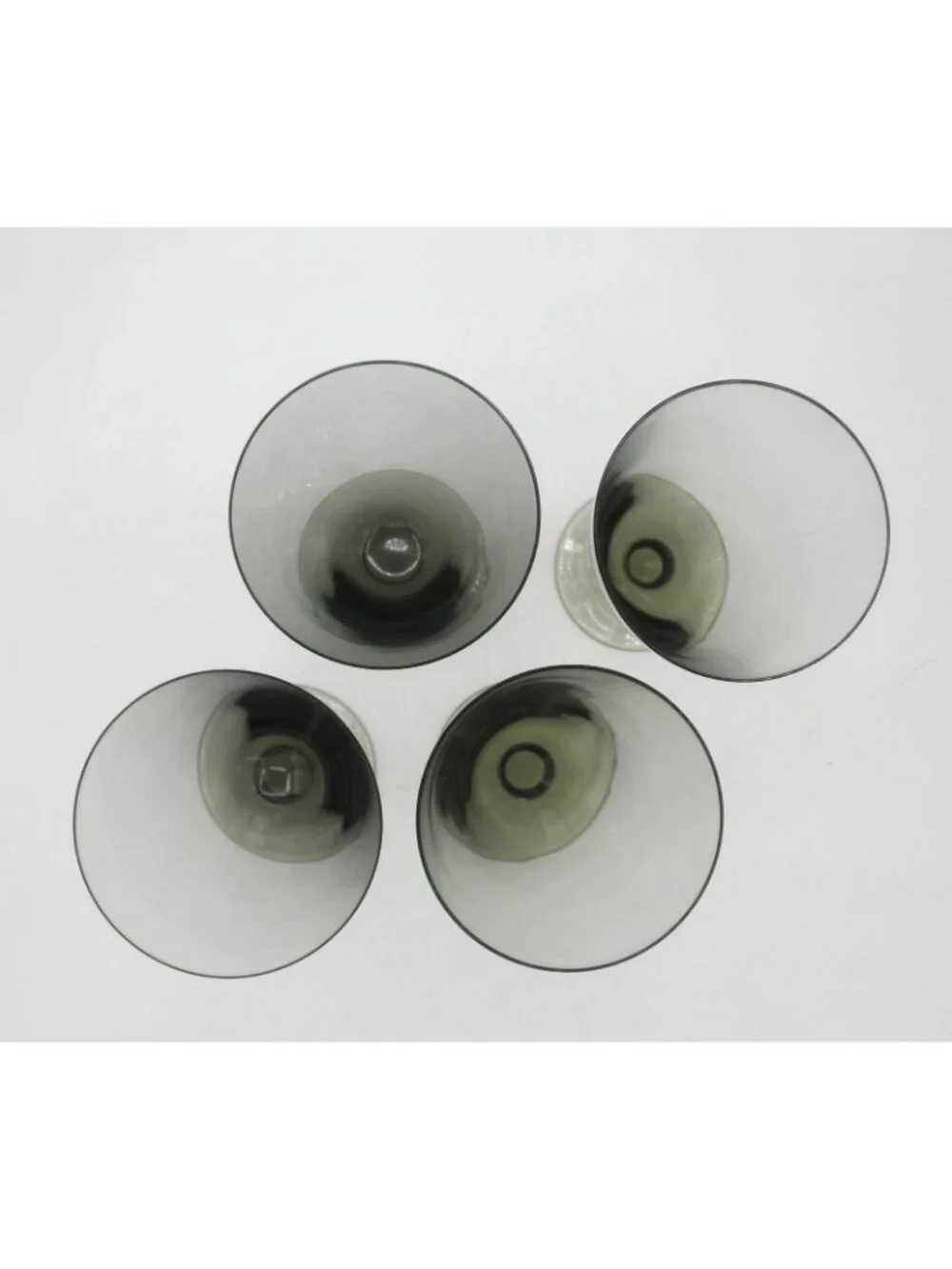 Hand Blown Mexican Crystal Olive Green Taupe Ice Tea Goblets Set of 4  UNK180